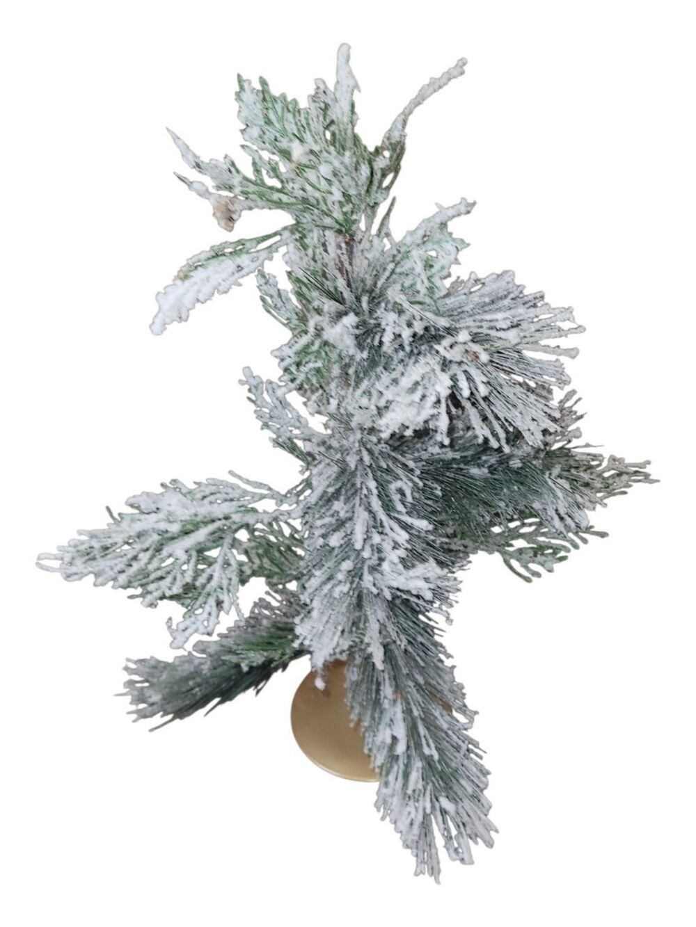 Vintage 18" Flocked Christmas Tree Xmas Gold Stand